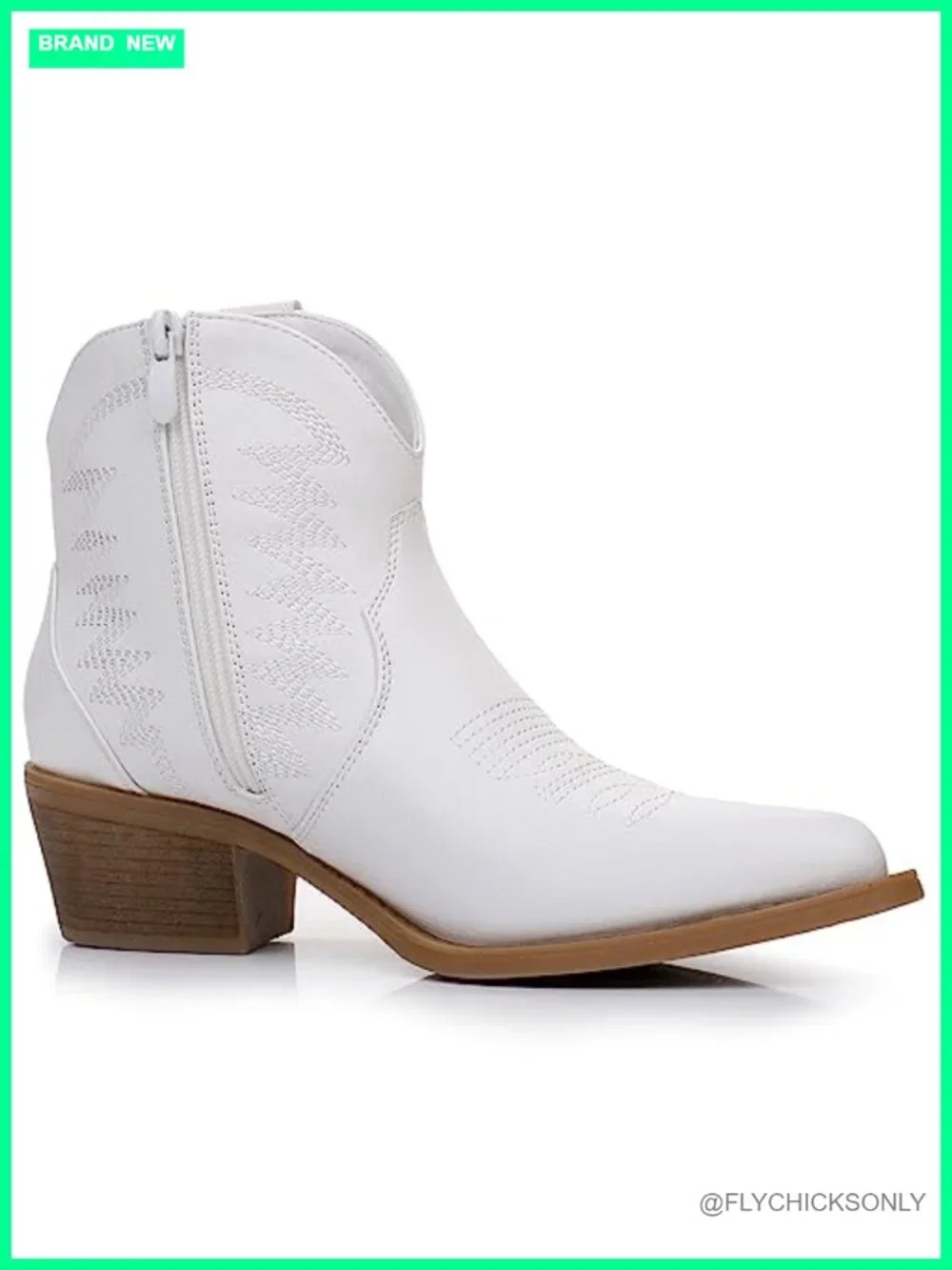 Women's Ankle Cowboy Boots Western Style Low Heel Side Zip